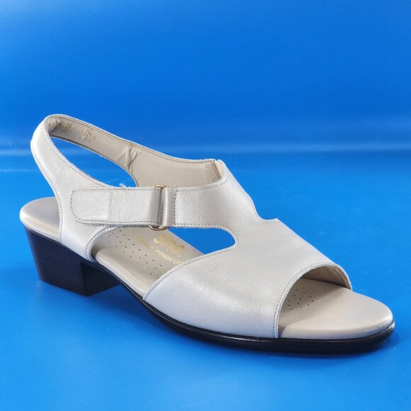 SAS Suntimer Leather Hook & Loop Strap Slingback Sandals Cream - Picture 1 of 6